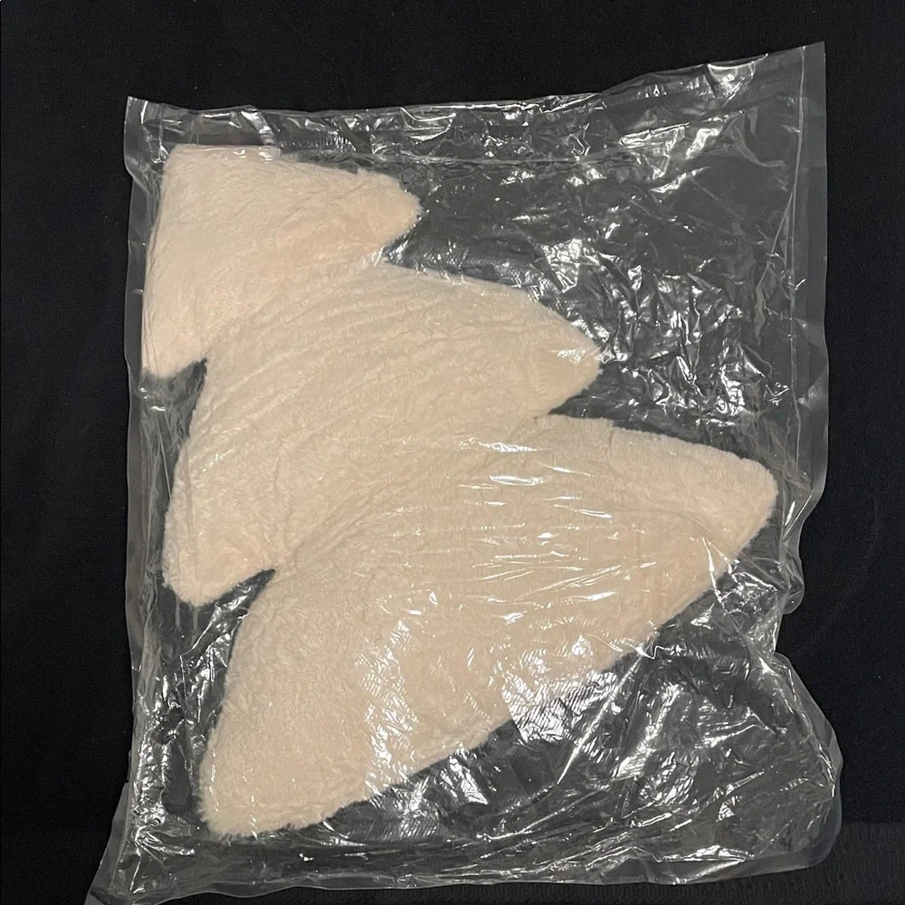 Cream Plush Christmas Tree Pillow large brand new